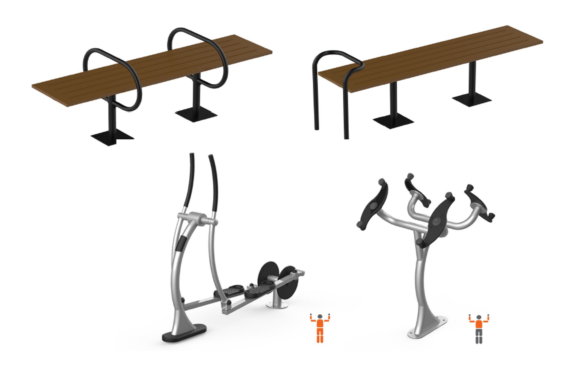 Artist impressions of the fitness equipment that will be installed within the Kampung Hide-out area for adults and seniors. Image credit: Union Contractors