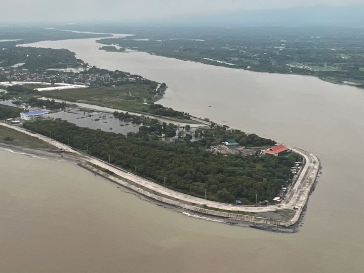 Aerial View of the Limahong Channel where bank stabilisation work is taking place.