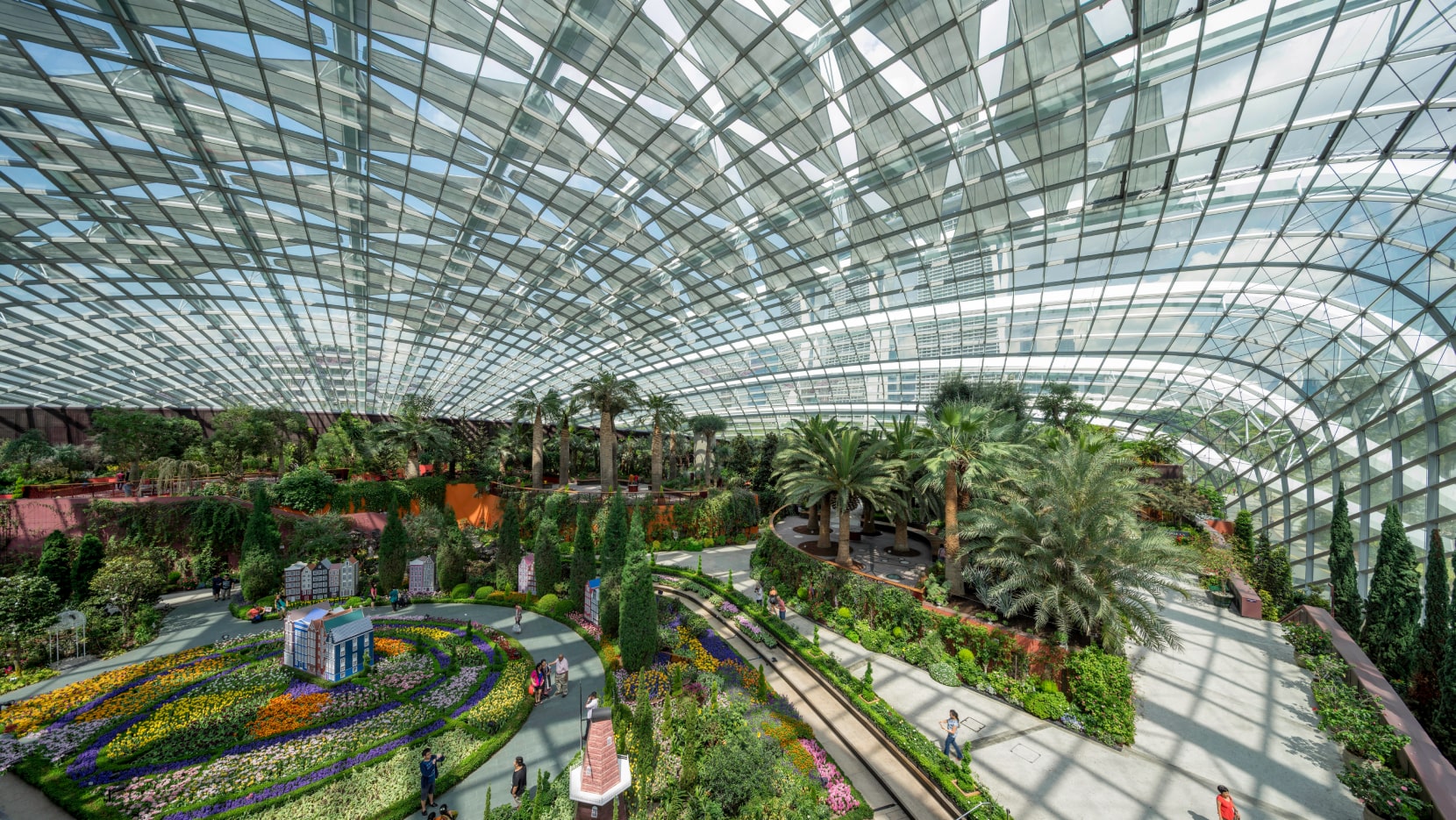 Interior of Flower Dome in Gardens By The Bay