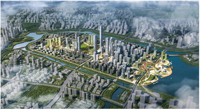 Overall Aerial View of Xiamen Maluanwan New District Central Island